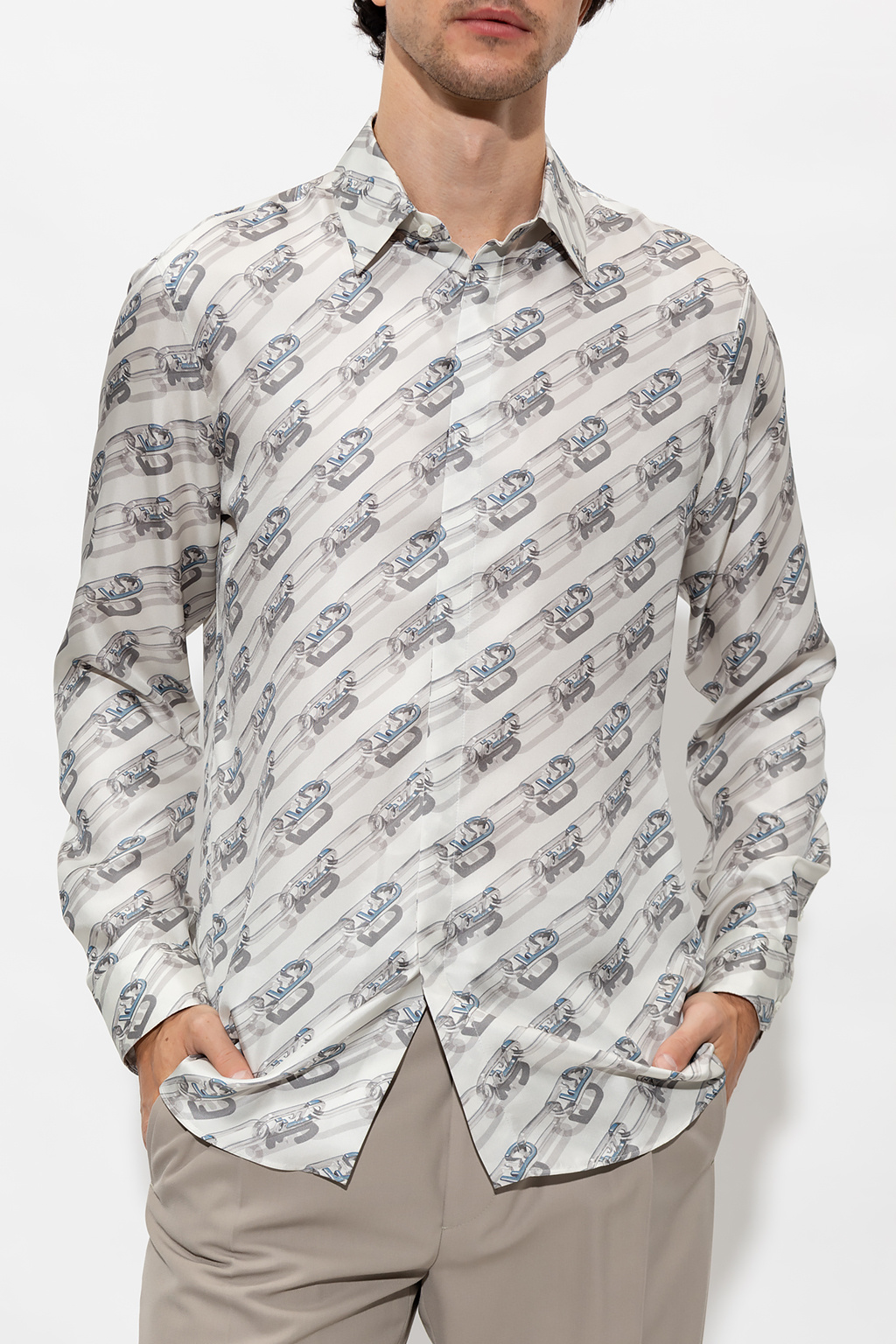 Fendi - Short sleeve shirt for Man - Grey - FS0795AO4A-F0QZ0