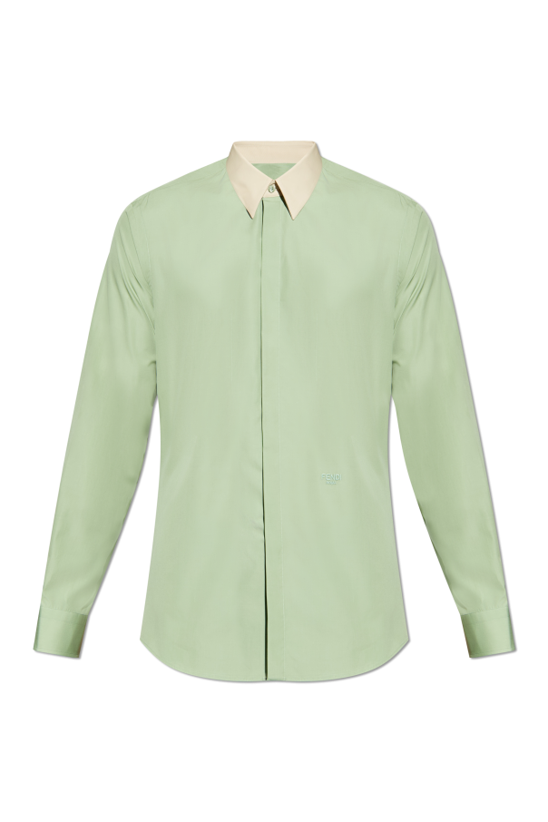 Cotton shirt with embroidered logo od Fendi