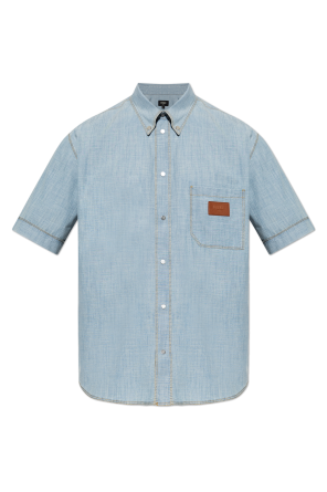Denim shirt with short sleeves