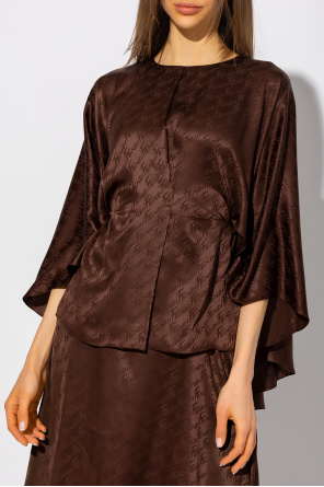 fendi Brown Silk top with fendi Brown Brush pattern