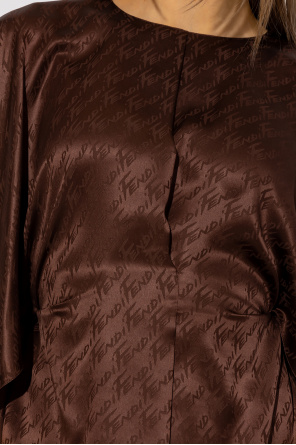 Fendi Silk top with stripe fendi Brush pattern