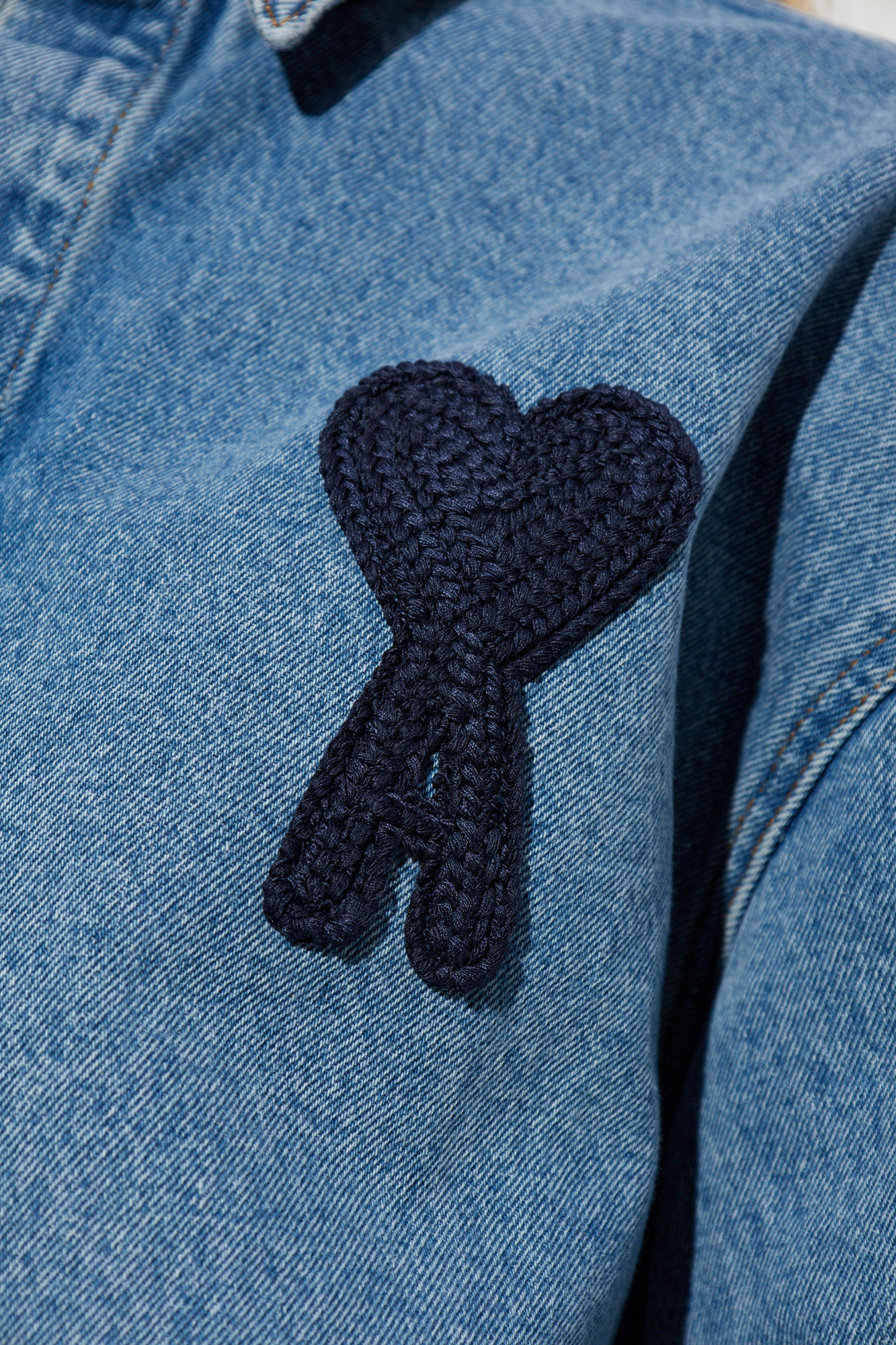 Blue Denim shirt with logo Ami Alexandre Mattiussi - Vitkac France
