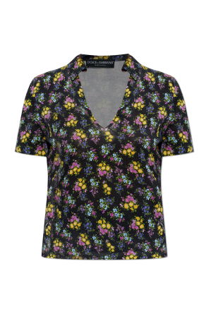 Silk polo with floral motif