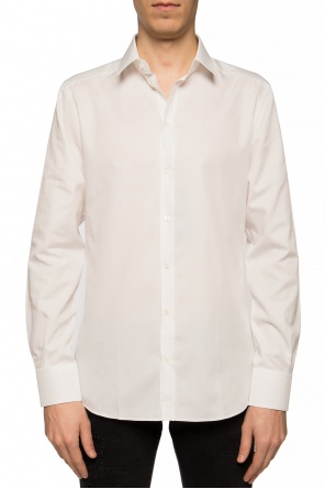 Dolce & Gabbana long-sleeved dotted shirt White Logo-embroidered shirt
