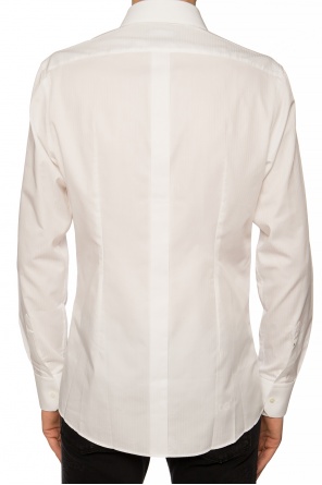 Dolce & Gabbana long-sleeved dotted shirt White Logo-embroidered shirt