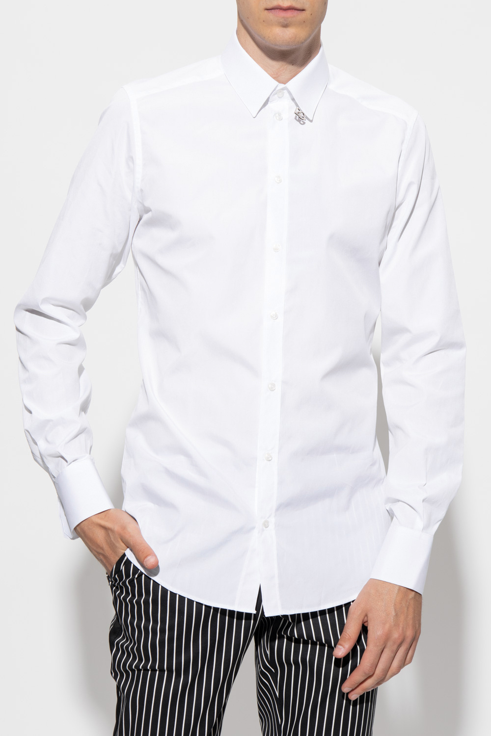 Dolce & Gabbana satin trim dinner suit Shirt with logo