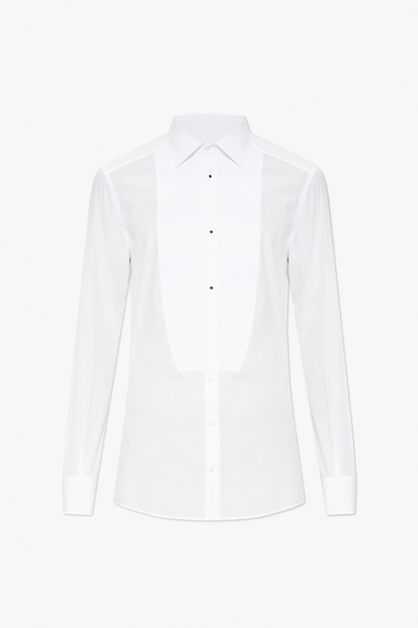 Dolce & Gabbana Kids logo-patch colour-block hoodie Cotton tuxedo shirt