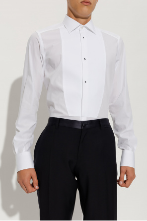 Dolce & Gabbana MĘŻCZYŹNI KRÓTKI RĘKAW DEKOLT W SEREK Cotton tuxedo shirt