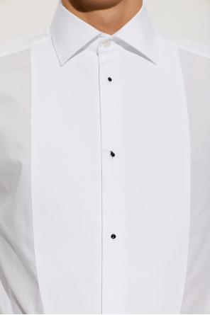 Dolce & Gabbana MĘŻCZYŹNI KRÓTKI RĘKAW DEKOLT W SEREK Cotton tuxedo shirt