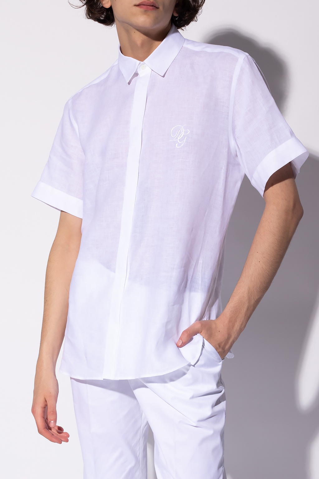 Dolce & Gabbana Linen shirt with short sleeves | Men's Clothing | Vitkac