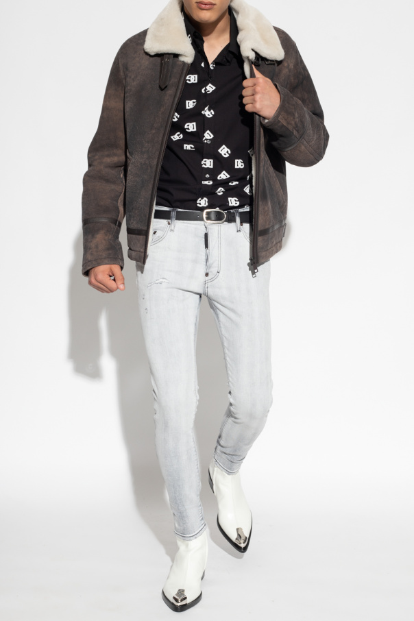 Dolce & Gabbana leopard-print fitted wool jacket Cotton shirt