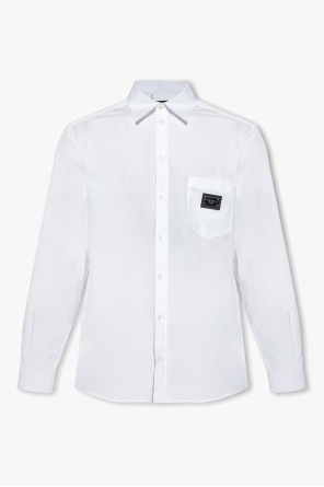 Logo-patched shirt od dolce gabbana ruffled polka dot silk chiffon blouse item