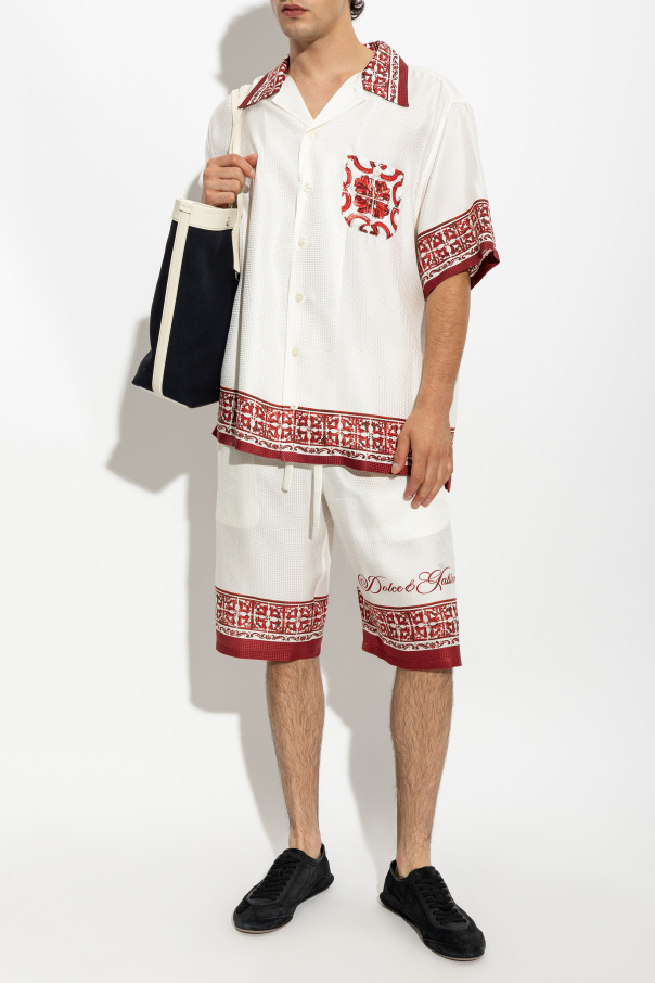 Dolce & Gabbana Camisa de seda com estampado "Majolica"