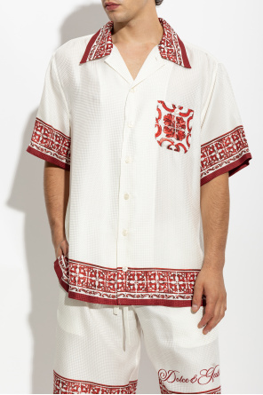 Dolce & Gabbana Camisa de seda com estampado "Majolica"