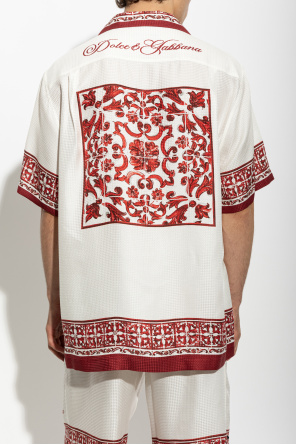 Dolce & Gabbana Camisa de seda com estampado "Majolica"