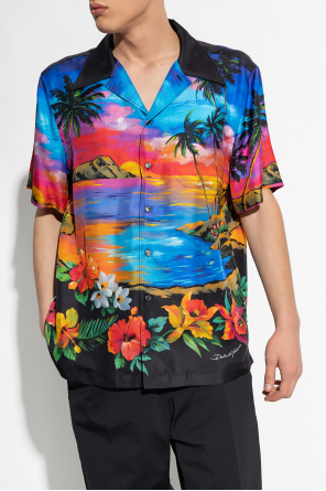Dolce & Gabbana logo-trim floral dress Printed shirt