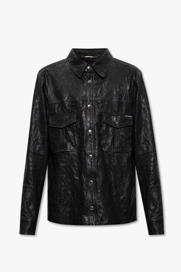 Dolce & Gabbana Kids camouflage print cargo shorts Leather shirt