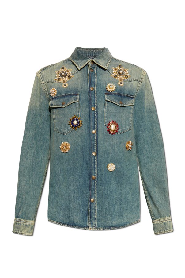 Dolce & Gabbana Denim shirt with shimmering appliqués