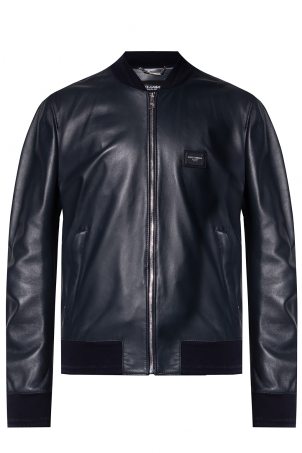 dolce Logo & Gabbana Leather bomber jacket