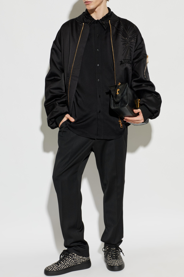 Balmain Camisa con lentejuelas brillantes