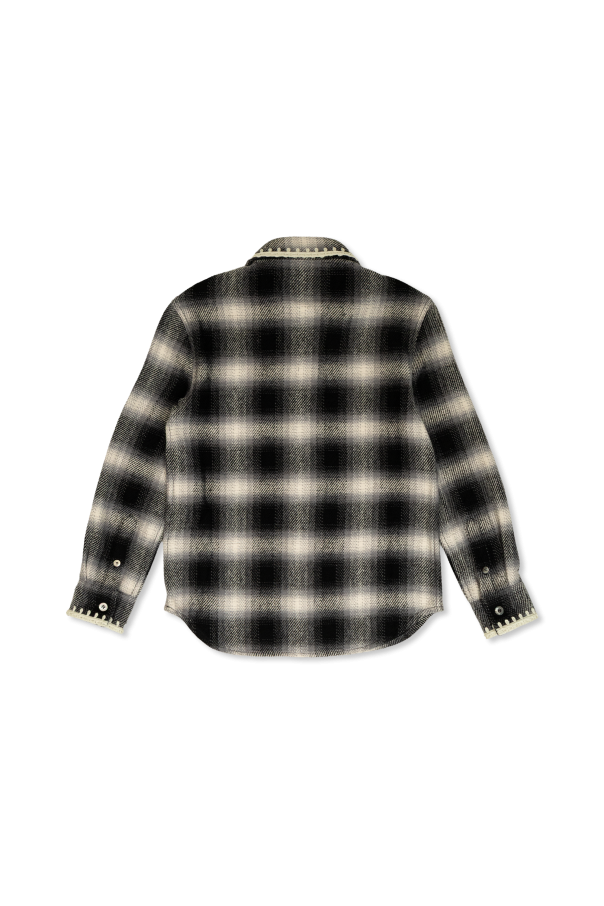 Golden Goose Kids Checked shirt with logo