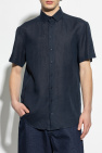Giorgio Armani NAVY BLUE Linen shirt with short sleeves