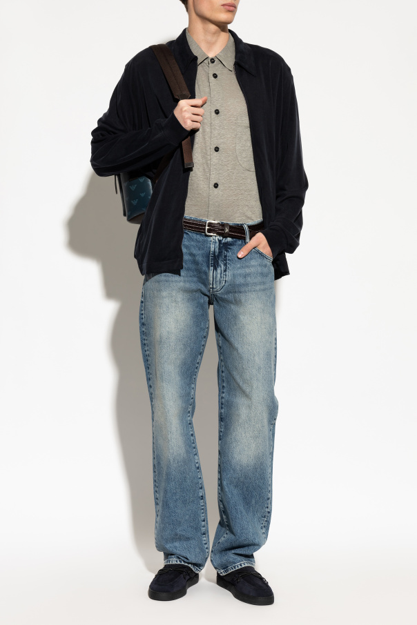 Giorgio Armani Lniana koszula z kieszenią