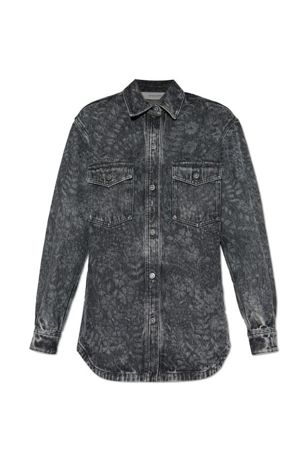 Denim shirt with floral motif od Golden Goose