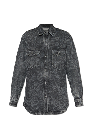 Denim shirt with floral motif