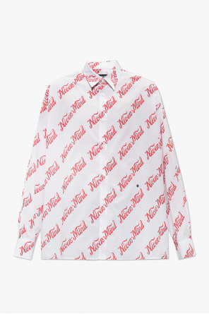 stripe-print half-sleeve shirt