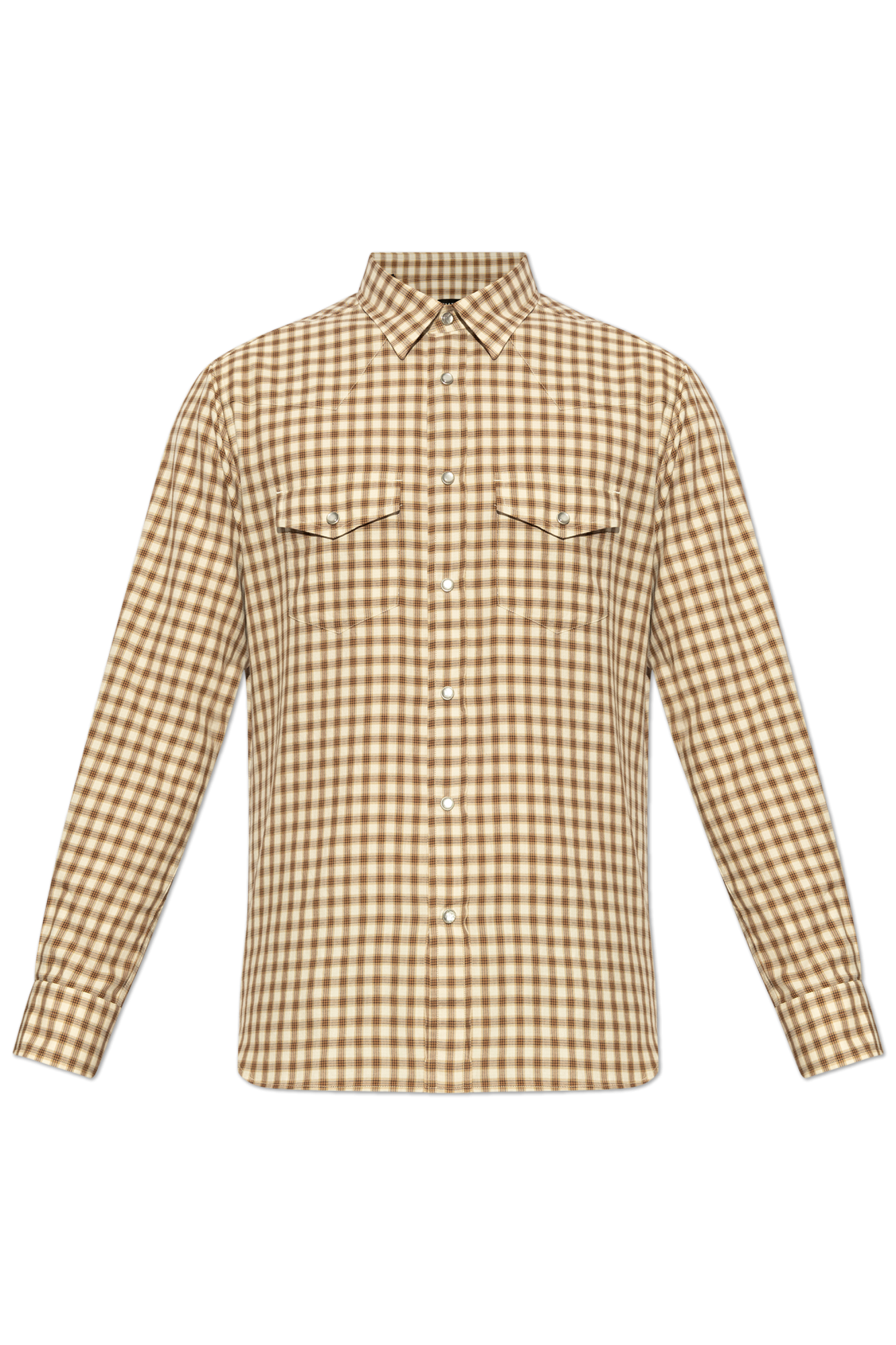 TOM FORD 茶色と白のチェック柄シャツサイズ39 - トップス
