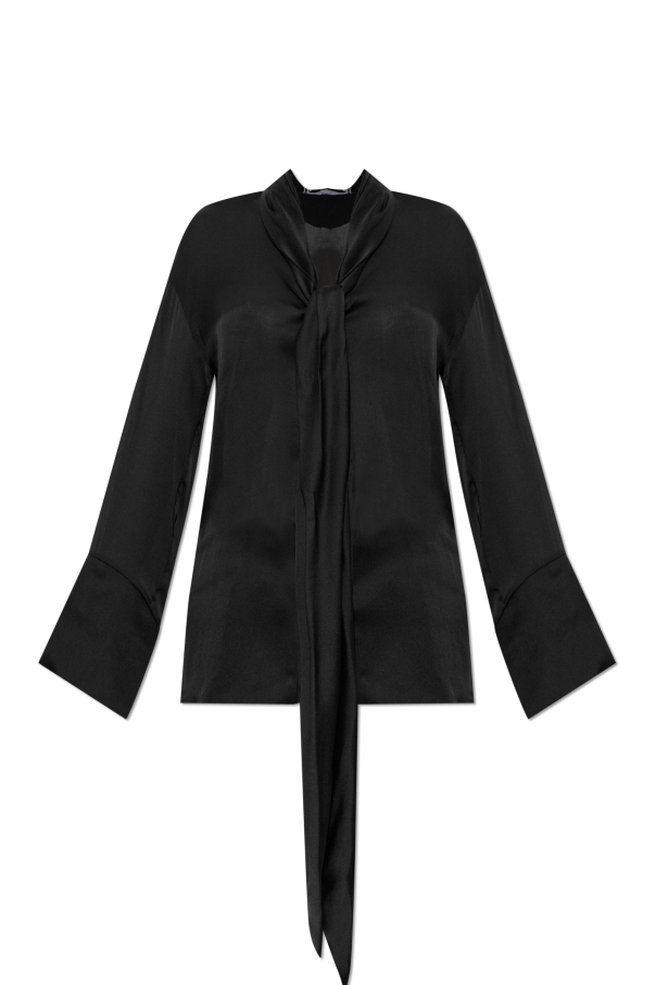 Silk shirt with decorative scarf od Balmain