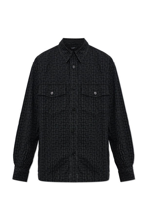 Denim shirt with monogram od Balmain