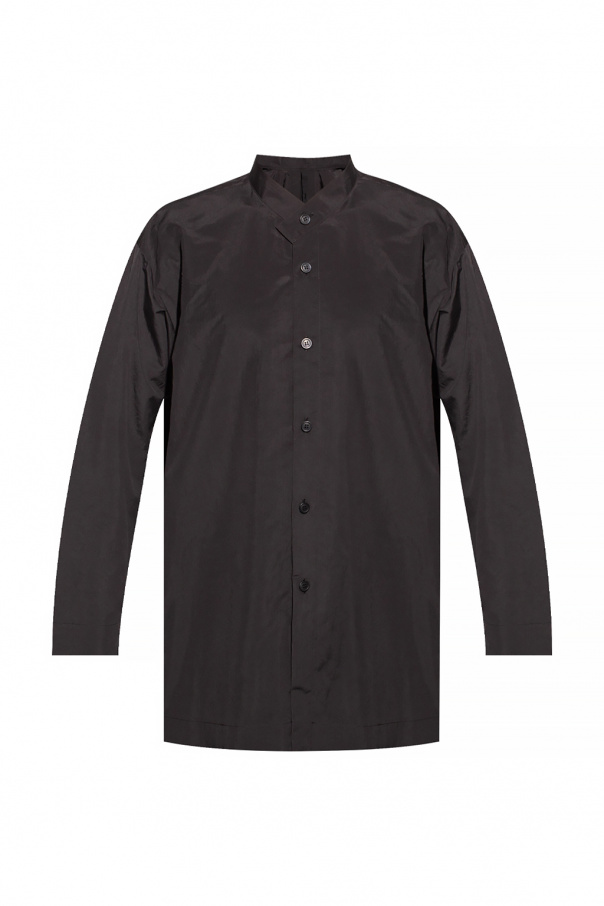 Issey Miyake Homme Plisse Col-v shirt with standing collar