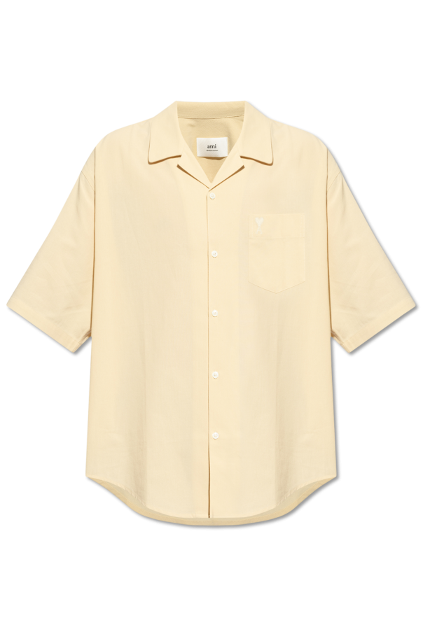 Striped Linen Dolman-Sleeve Shirt ombray check open collar shirt type