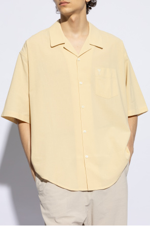 Striped Linen Dolman-Sleeve Shirt ombray check open collar shirt type