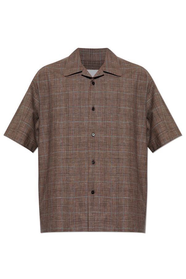 JIL SANDER Wełniana koszula z krótkimi rękawami