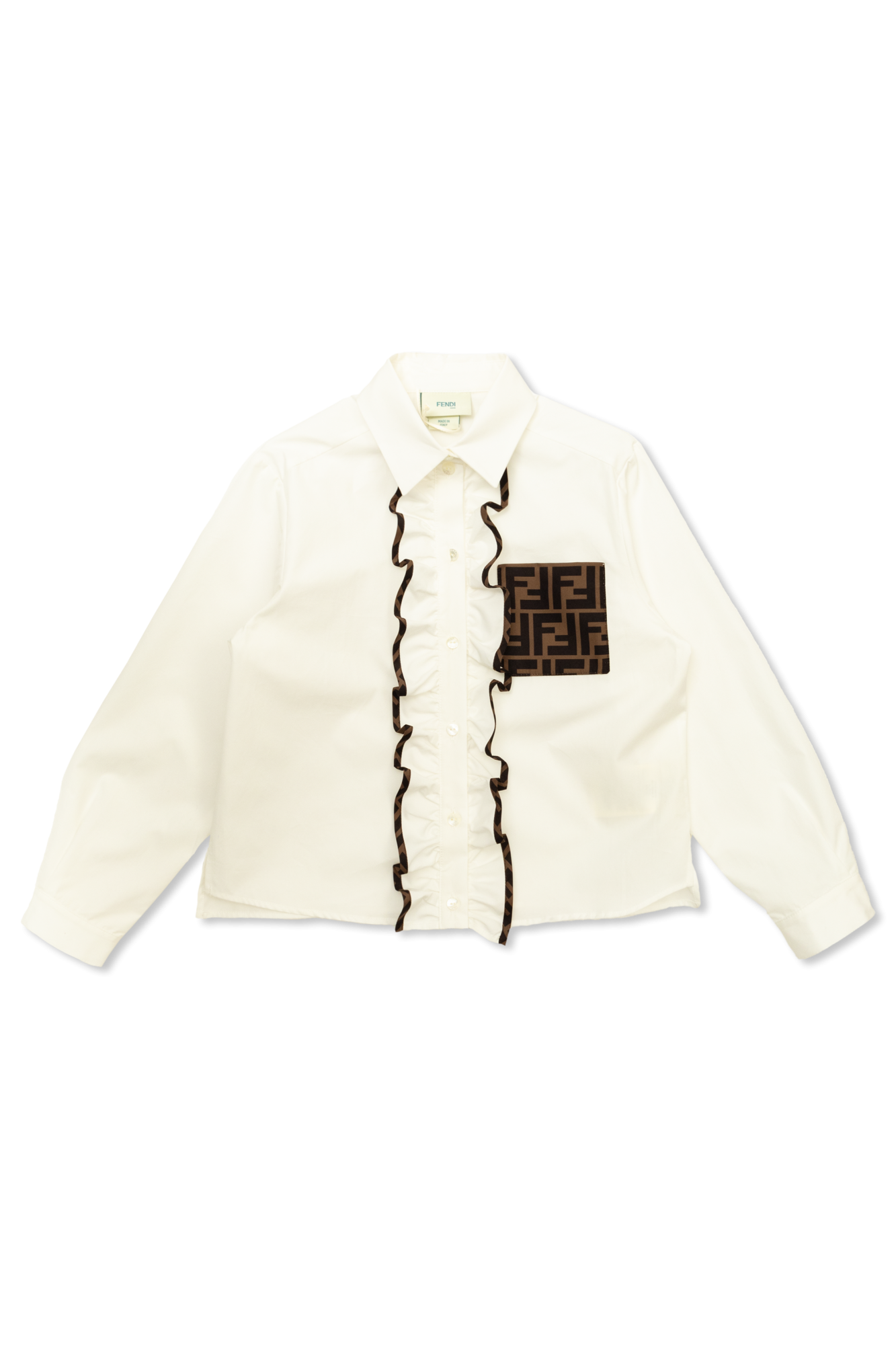 fendi Unzipped Kids Cotton shirt with ruffle