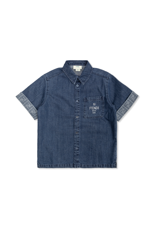 Denim shirt with embroidered logo od Fendi Kids