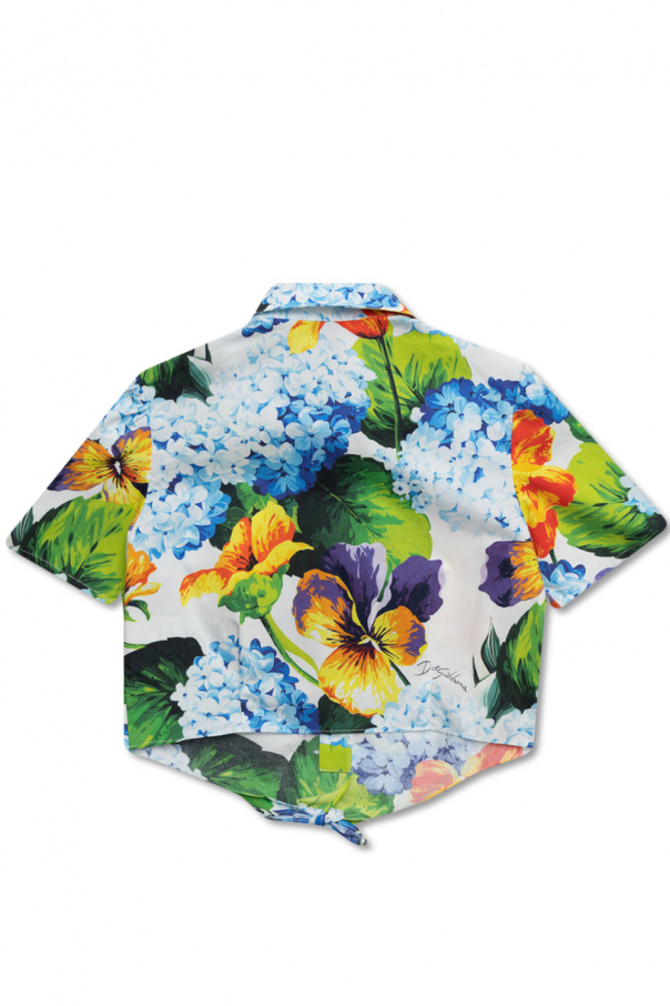 dolce tie-neck & Gabbana bandana logo-print bucket hat Shirt with floral motif