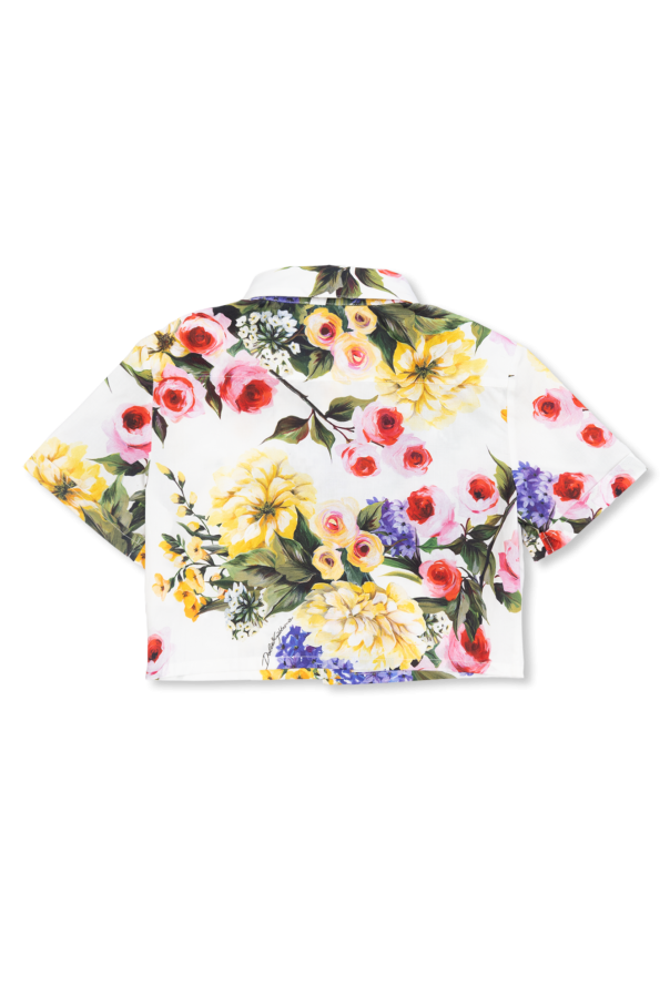 dolce & gabbana white slim-fit jeans Kids Shirt with floral motif