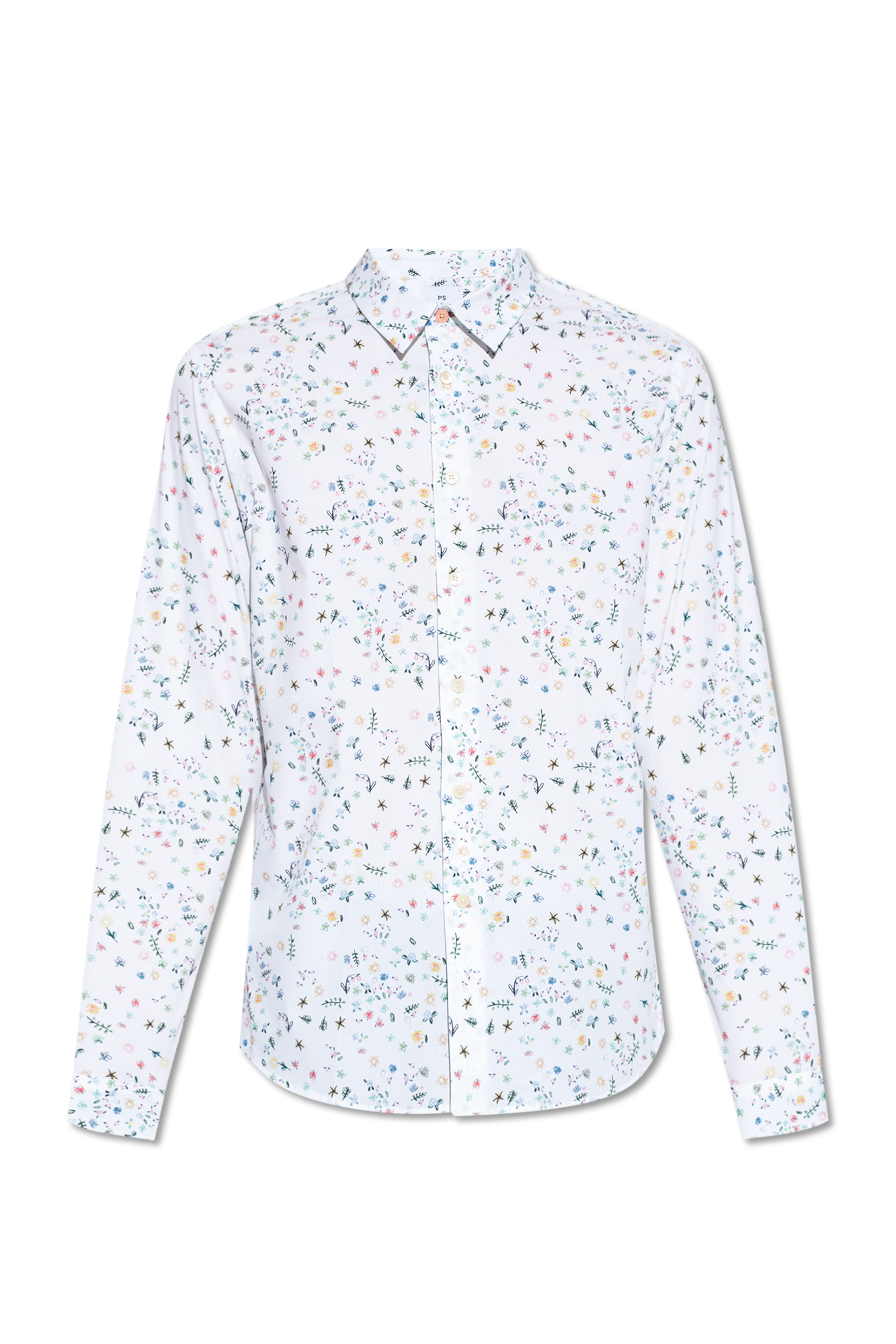 Rooster-print zip-up jacket Shirt with floral motif