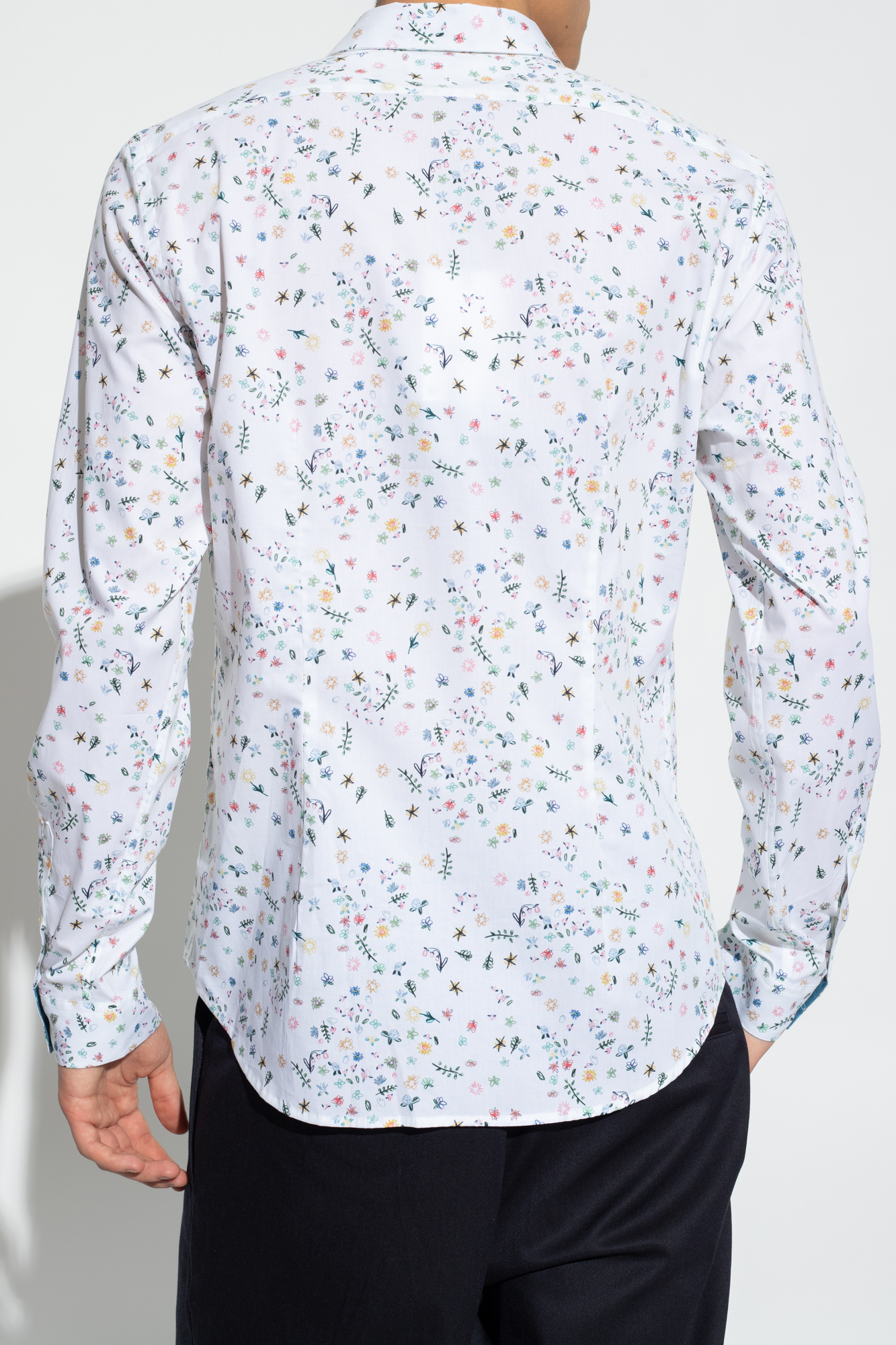 Rooster-print zip-up jacket Shirt with floral motif