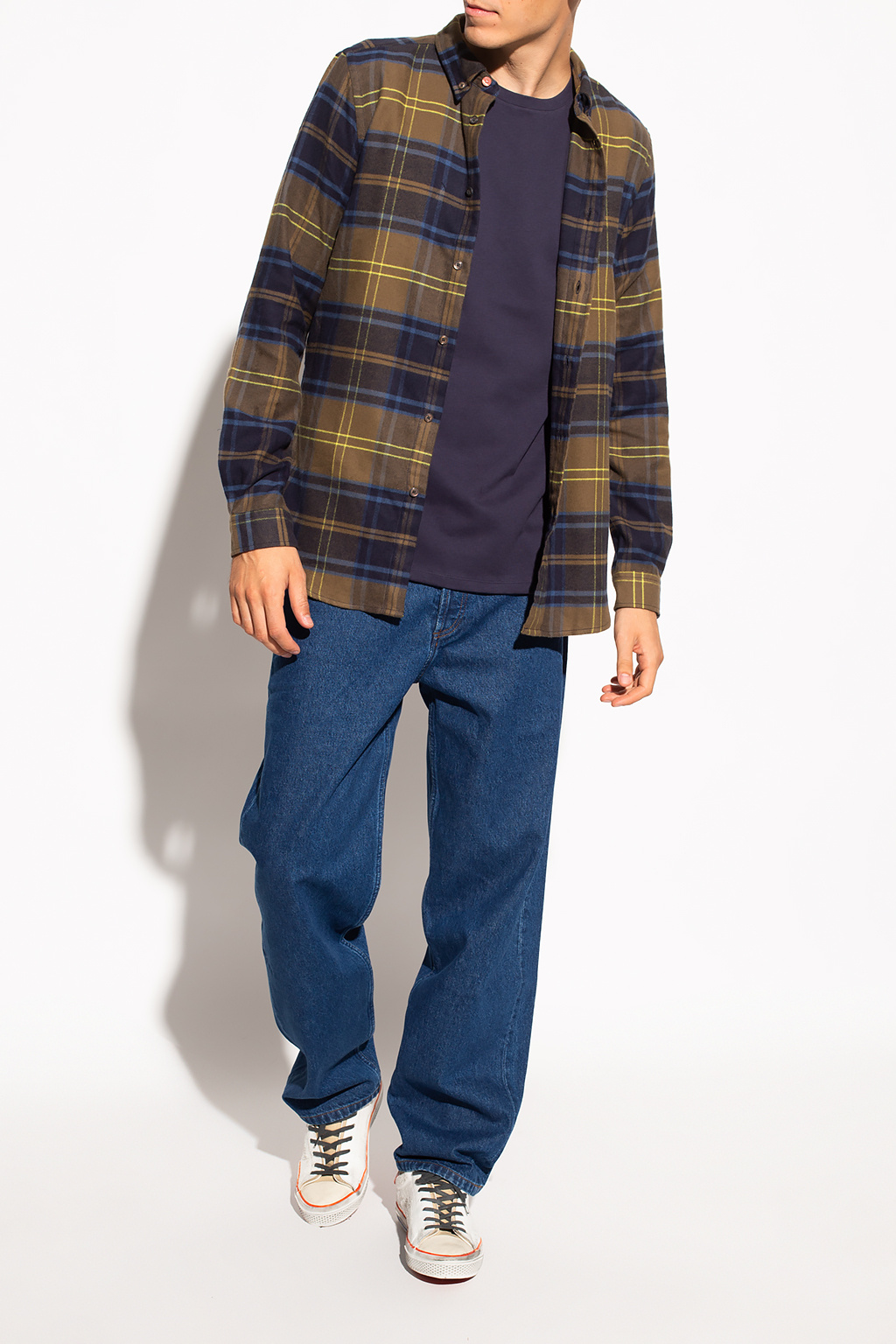 VETEMENTS Name Tag-print cotton sweatshirt Checked shirt