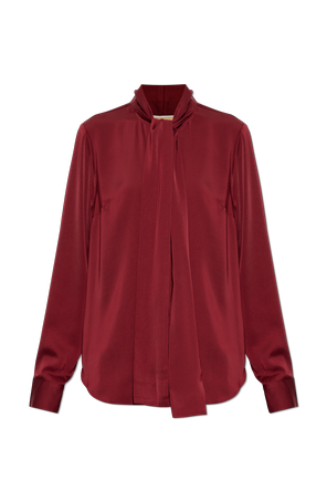 Satin shirt with decorative neck tie