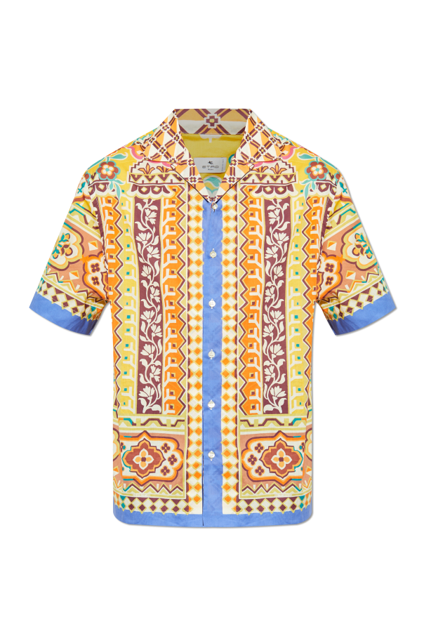 Patterned basket shirt with short sleeves od Etro