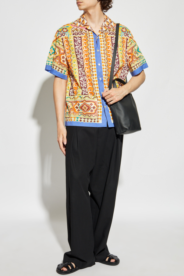 Etro Patterned basket shirt with short sleeves