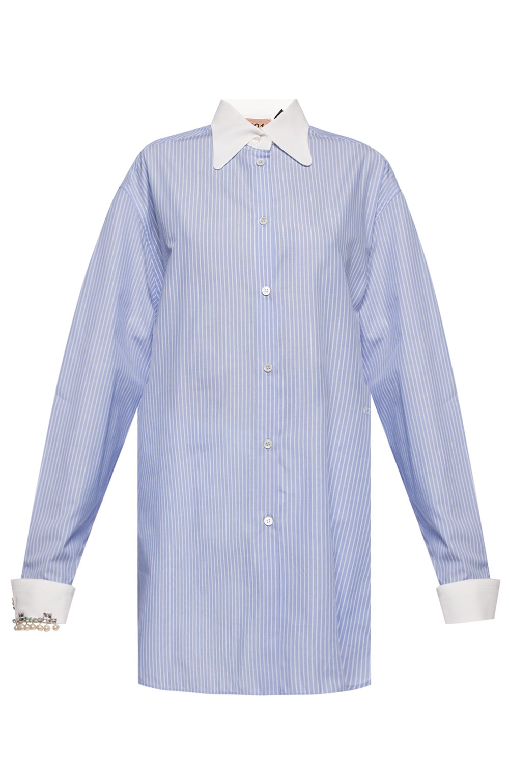 Womens Tops N°21 Tops N°21 Striped Cotton Shirt in Blue 