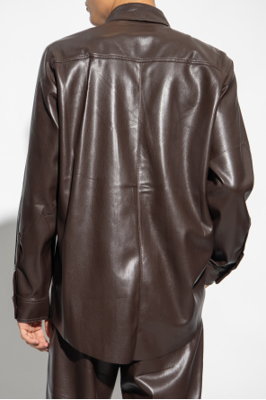 Nanushka ‘Landis’ vegan OKOBOR™ leather Hooded shirt