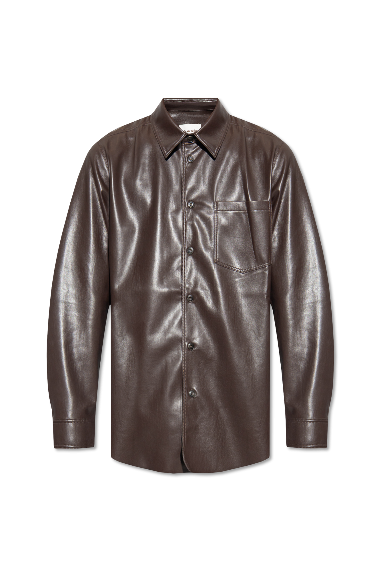 Nanushka ‘Landis’ vegan OKOBOR™ leather shirt